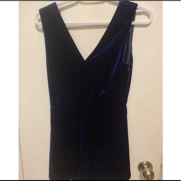 topshop blue velvet jumpsuit - Picture 2 of 4